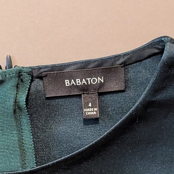 BABATON EMERALD SILK DRESS US 4 - Picture 4 of 5